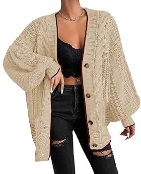 Cakulo Womens Oversized Chunky Cable Knit Cardigan Sweaters